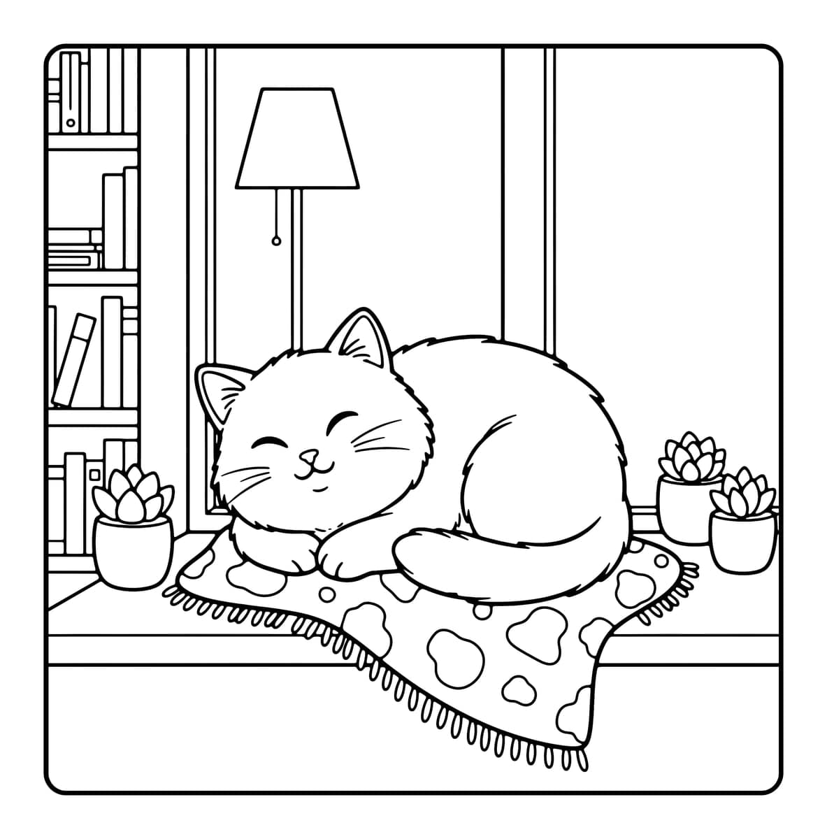 Cat Vibes Coloring Book interior line art 5