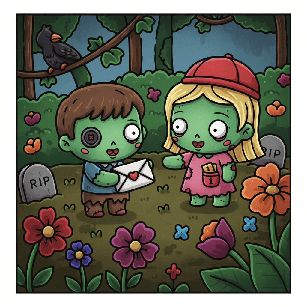 Chibi Zombie Love Coloring Book colored sample 1