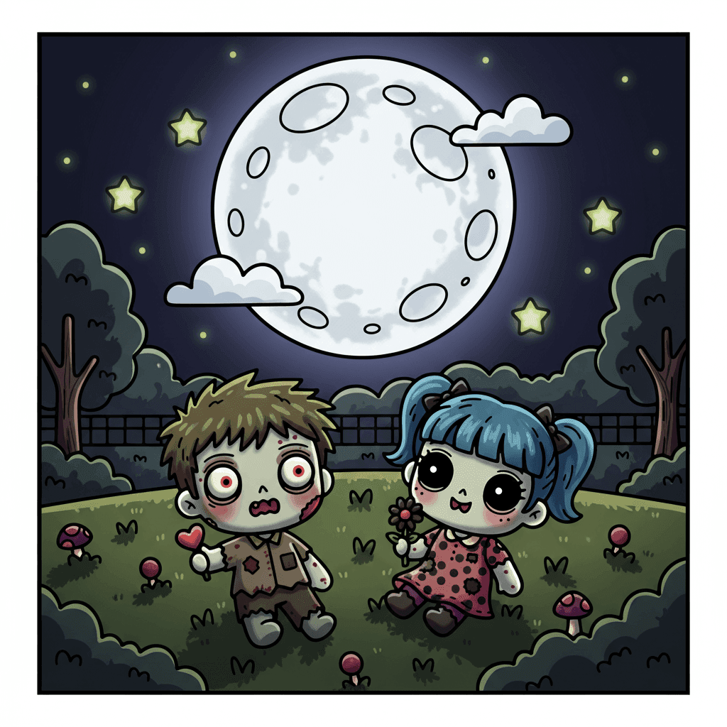 Chibi Zombie Love Coloring Book colored sample 2