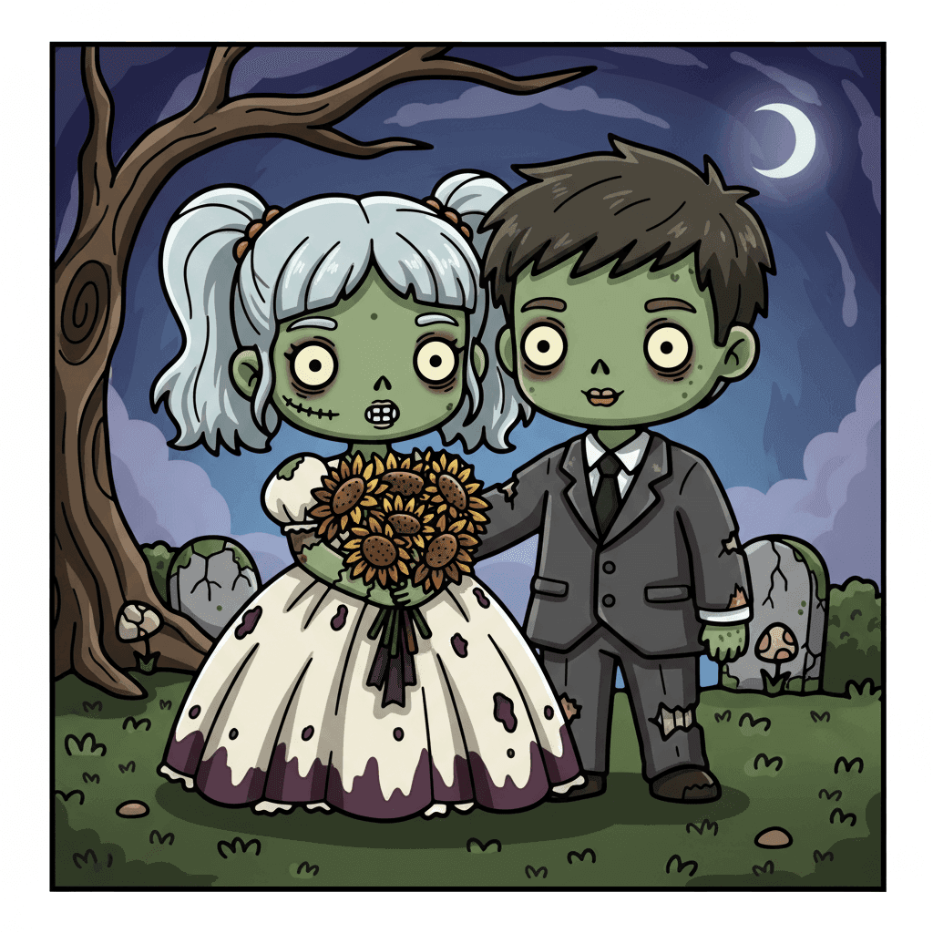 Chibi Zombie Love Coloring Book colored sample 3
