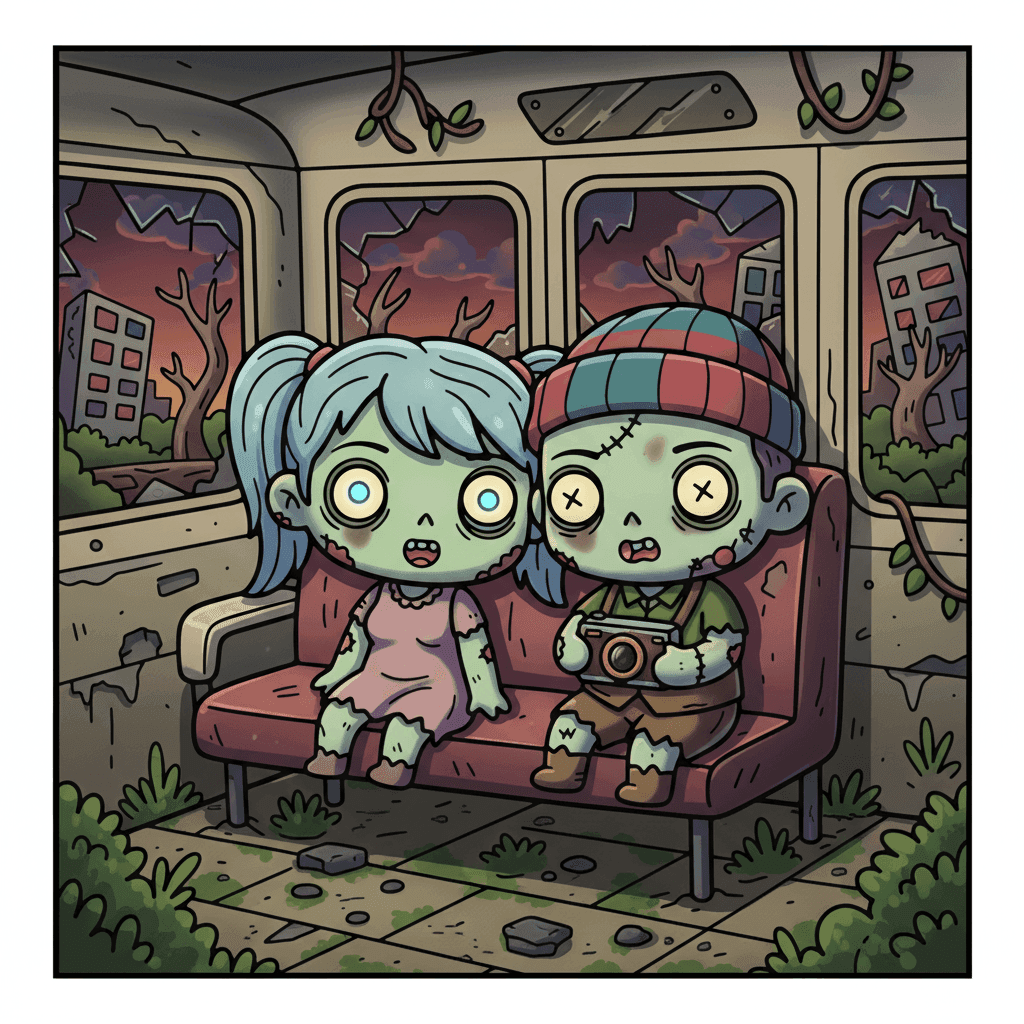 Chibi Zombie Love Coloring Book colored sample 4