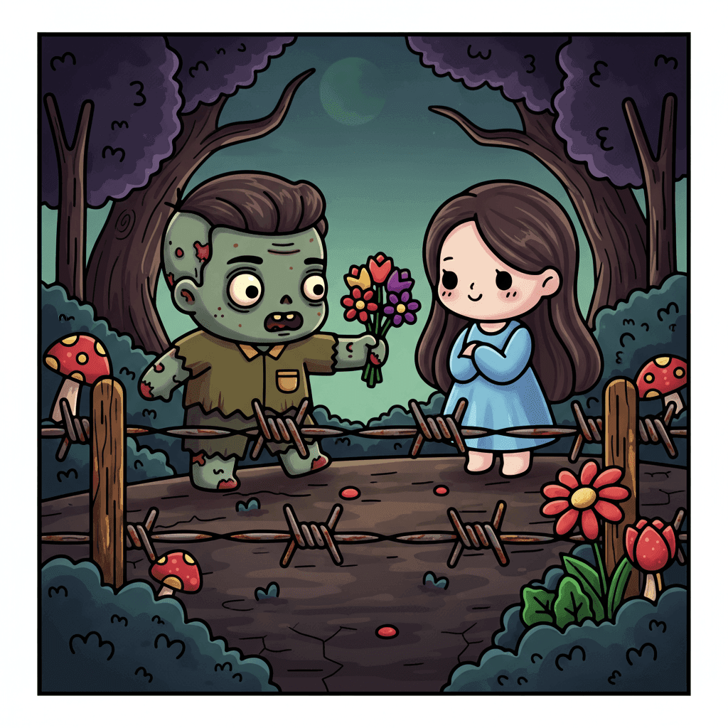 Chibi Zombie Love Coloring Book colored sample 7