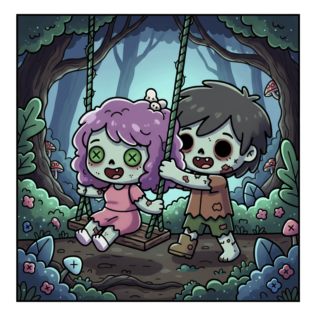 Chibi Zombie Love Coloring Book colored sample 8