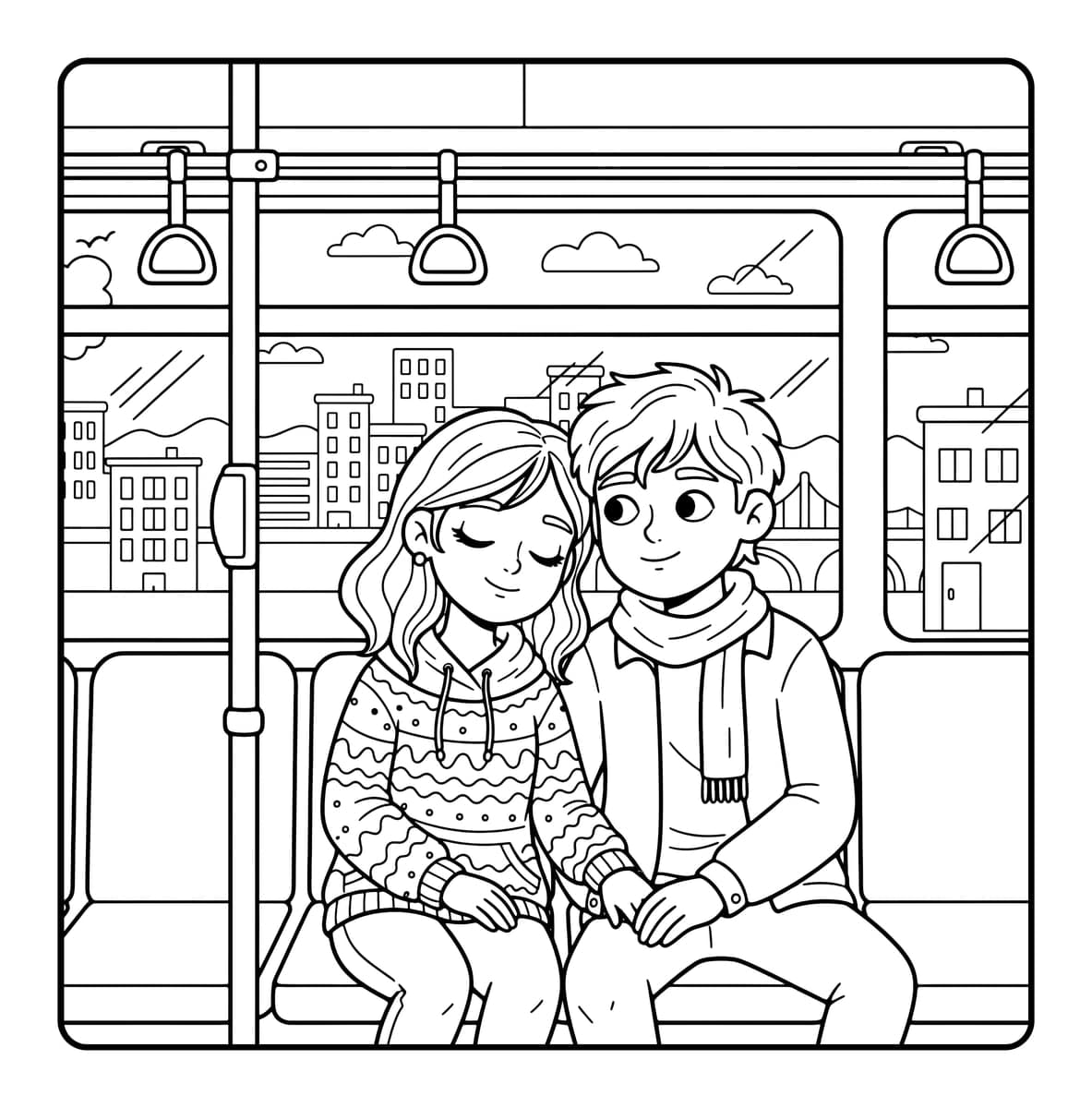 Couple Goals Coloring Book interior line art 1