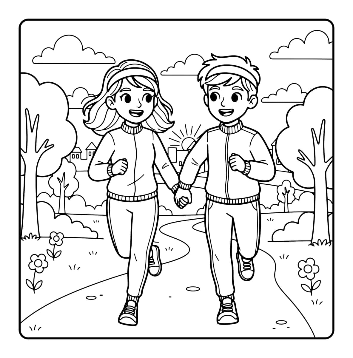 Couple Goals Coloring Book interior line art 7