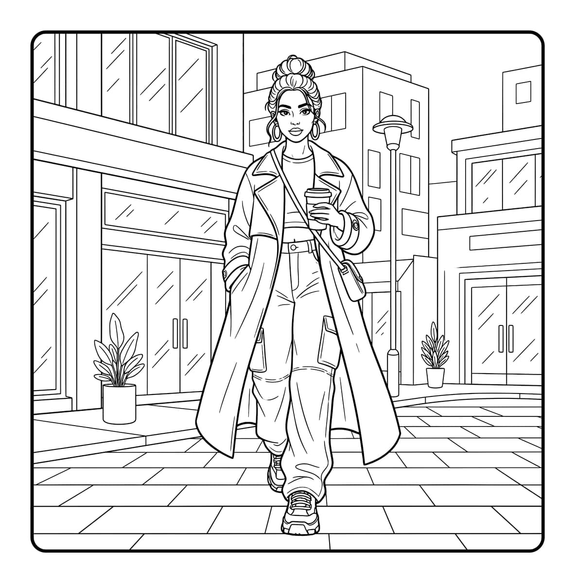 Fashion Vibes Coloring Book interior line art 2