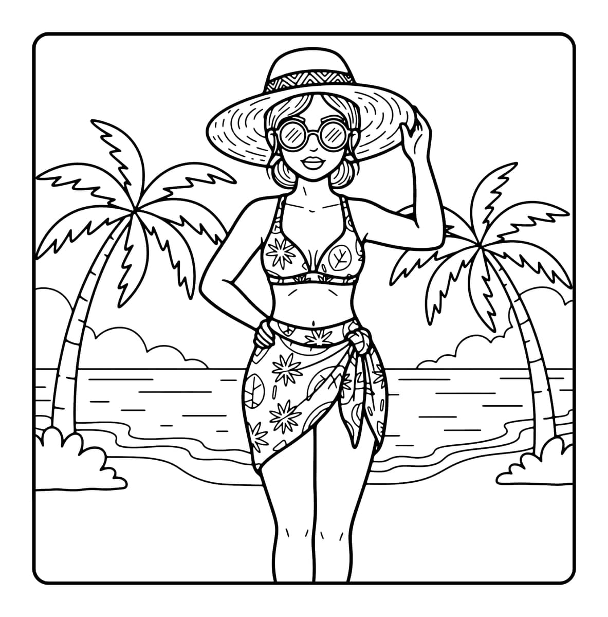 Fashion Vibes Coloring Book interior line art 4