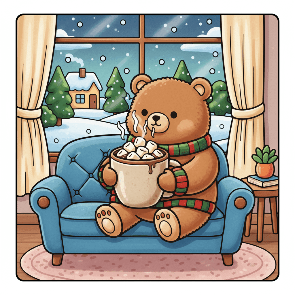Fluffy Moments Coloring Book colored sample 1