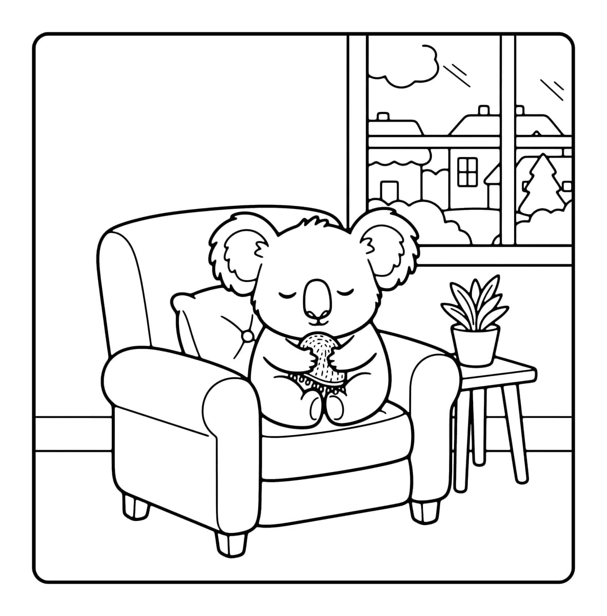 Fluffy Moments Coloring Book interior line art 2