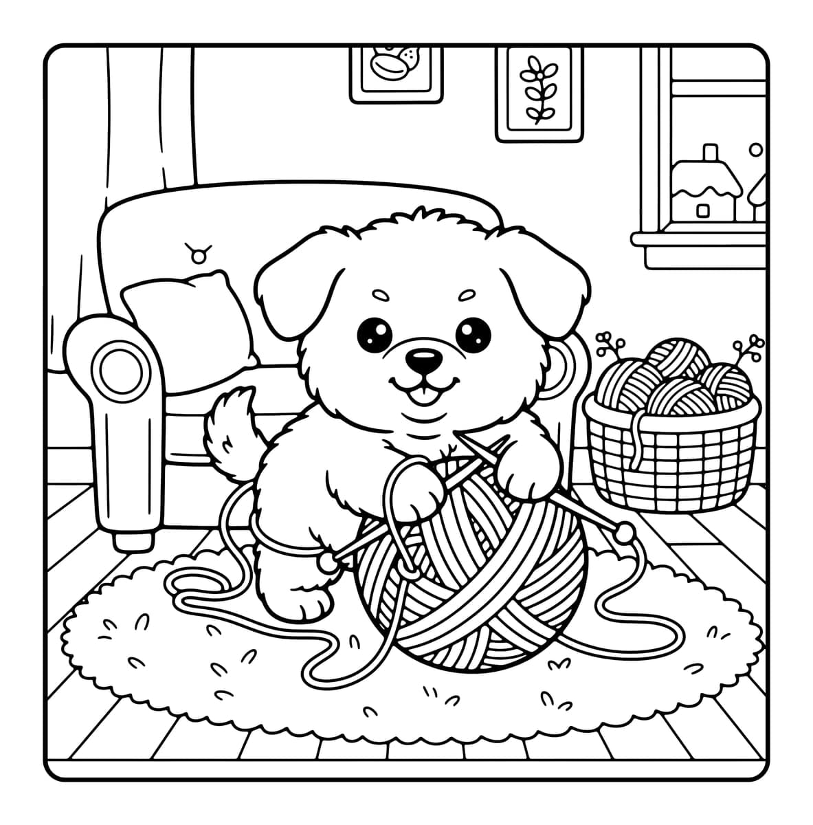 Fluffy Moments Coloring Book interior line art 3