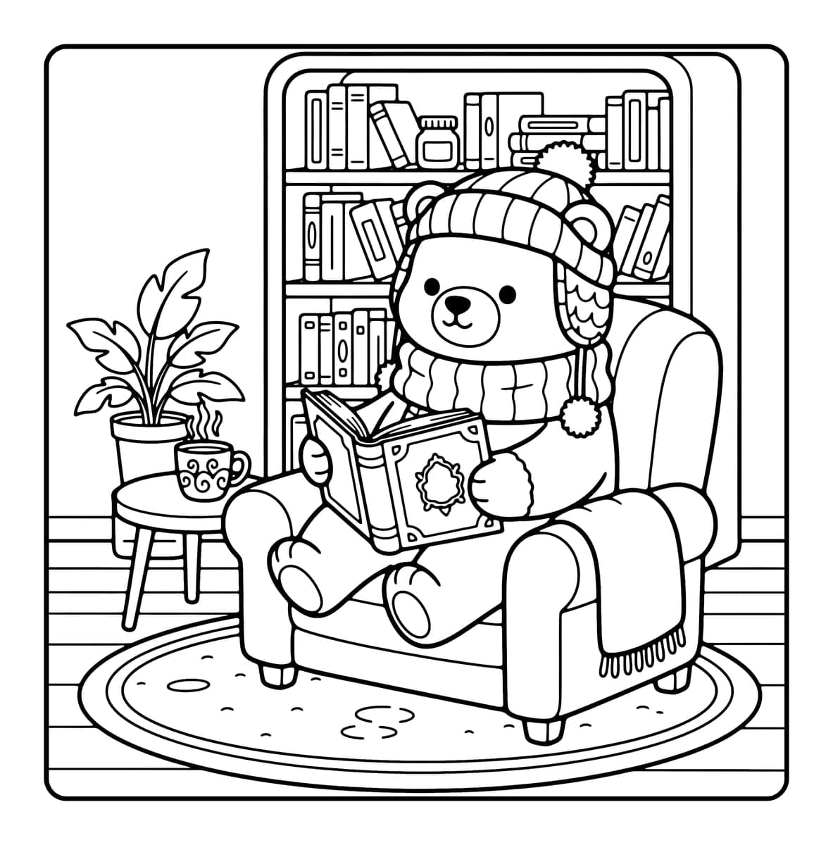 Fluffy Moments Coloring Book interior line art 4