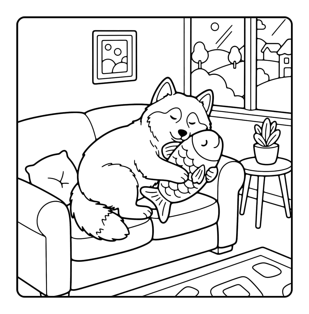 Fluffy Moments Coloring Book interior line art 6
