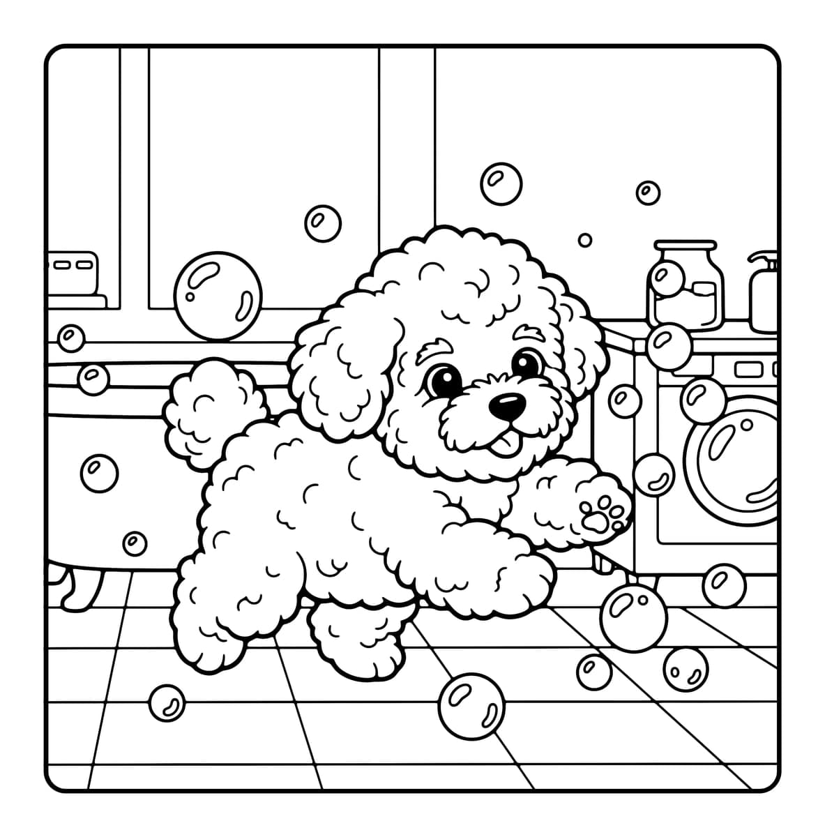 Fluffy Moments Coloring Book interior line art 7