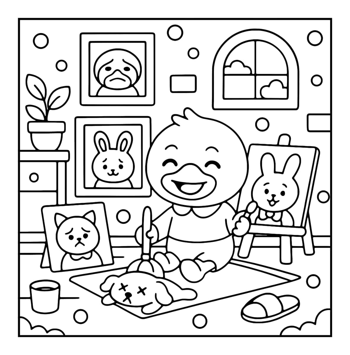 Funny Days Coloring Book interior line art 4