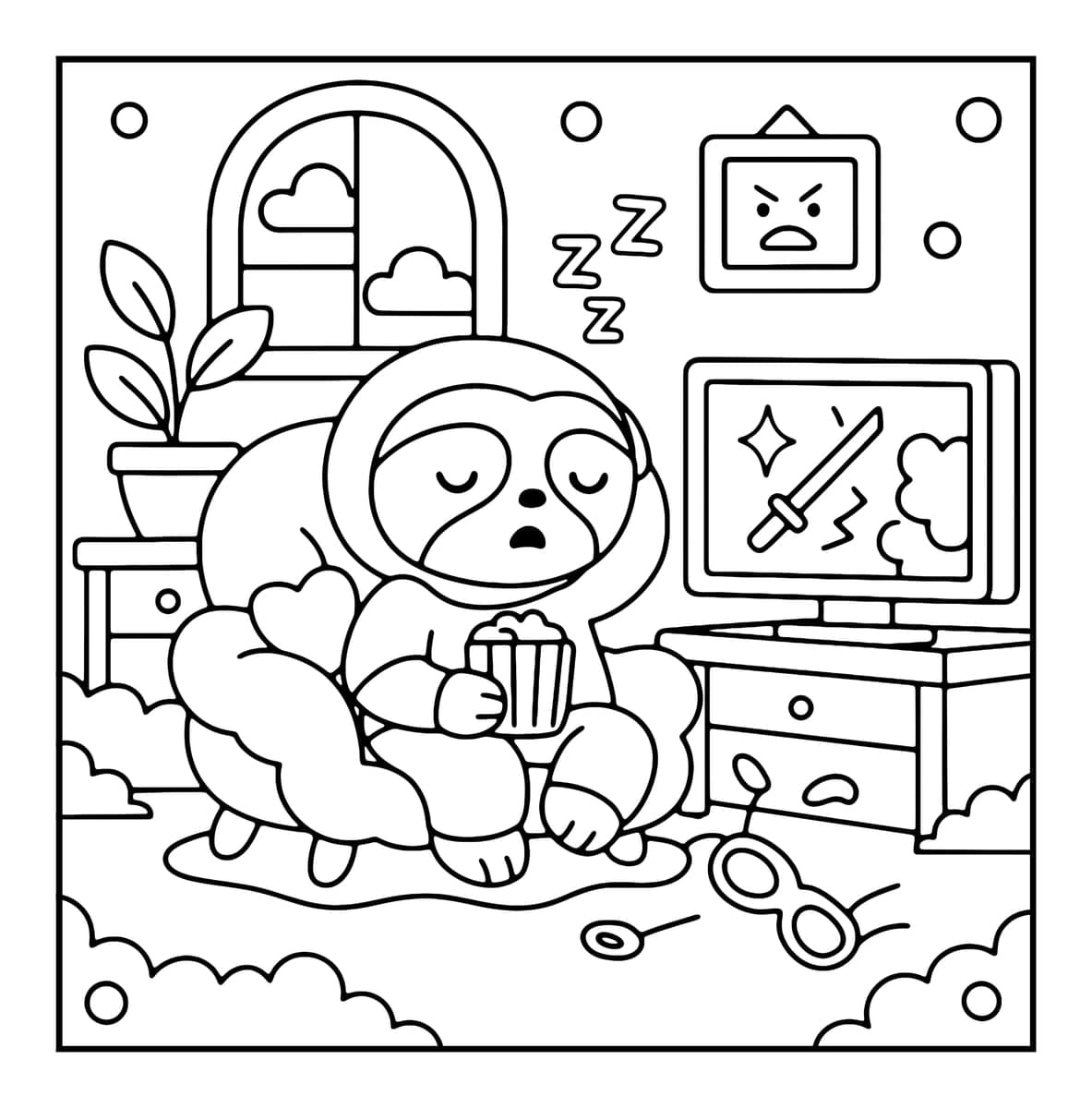 Funny Days Coloring Book interior line art 5