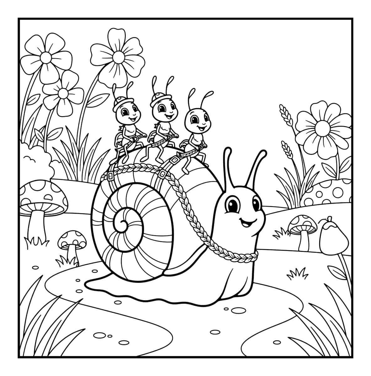 Little World Coloring Book interior line art 12