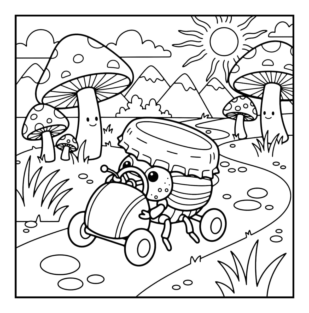 Little World Coloring Book interior line art 5