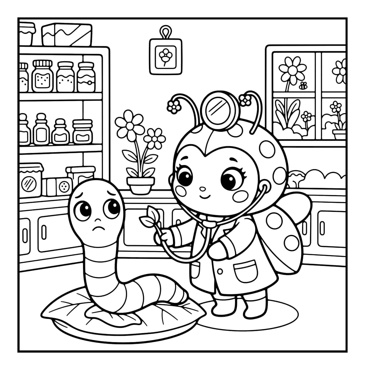 Little World Coloring Book interior line art 6