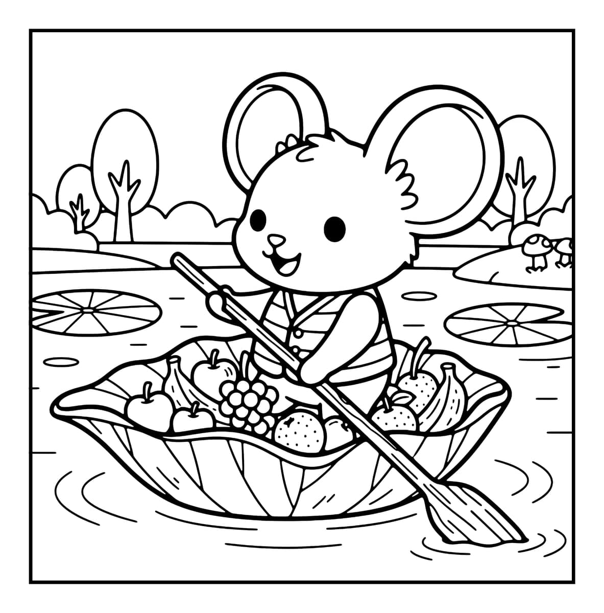 Little World Coloring Book interior line art 7