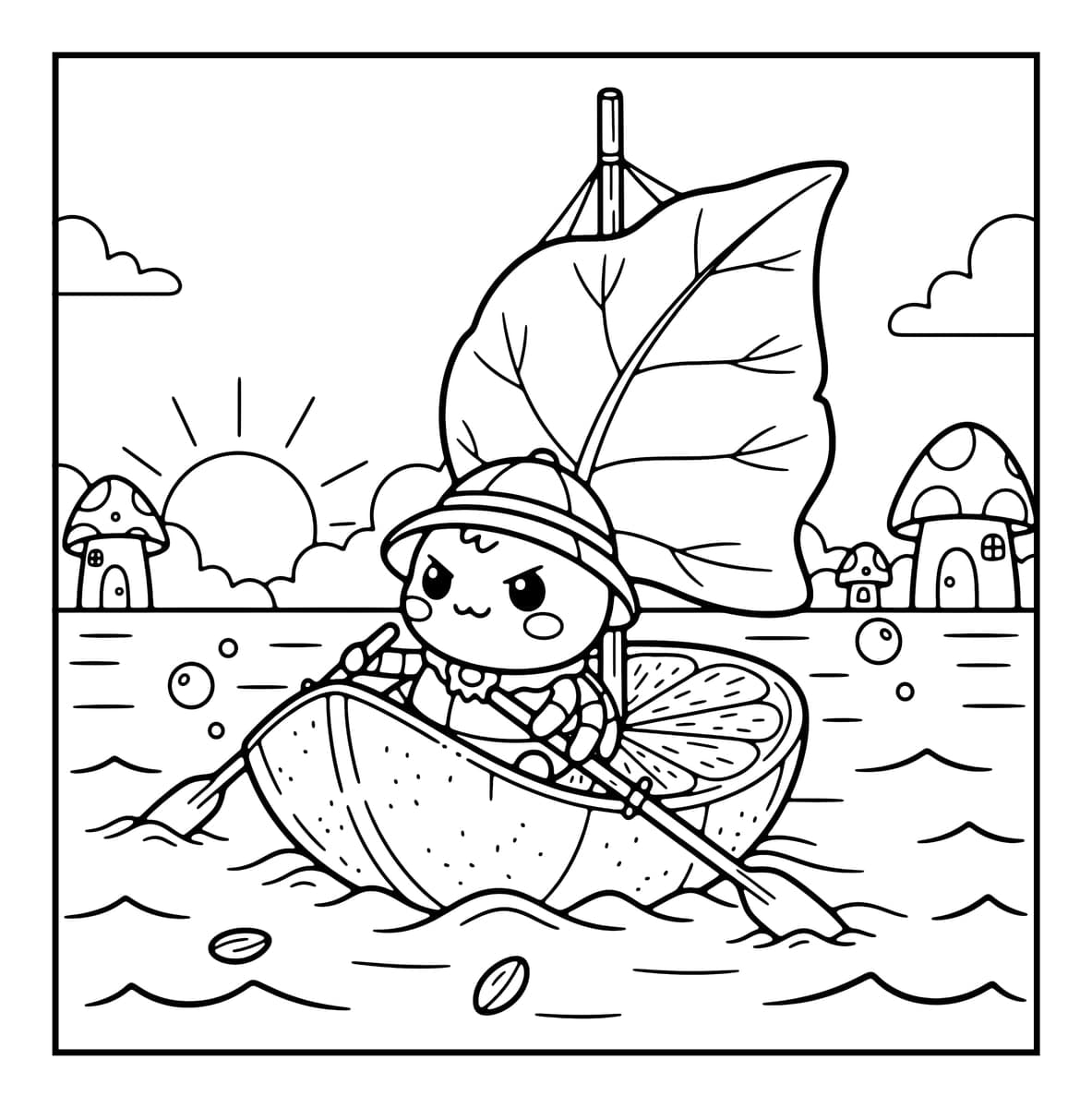 Little World Coloring Book interior line art 8
