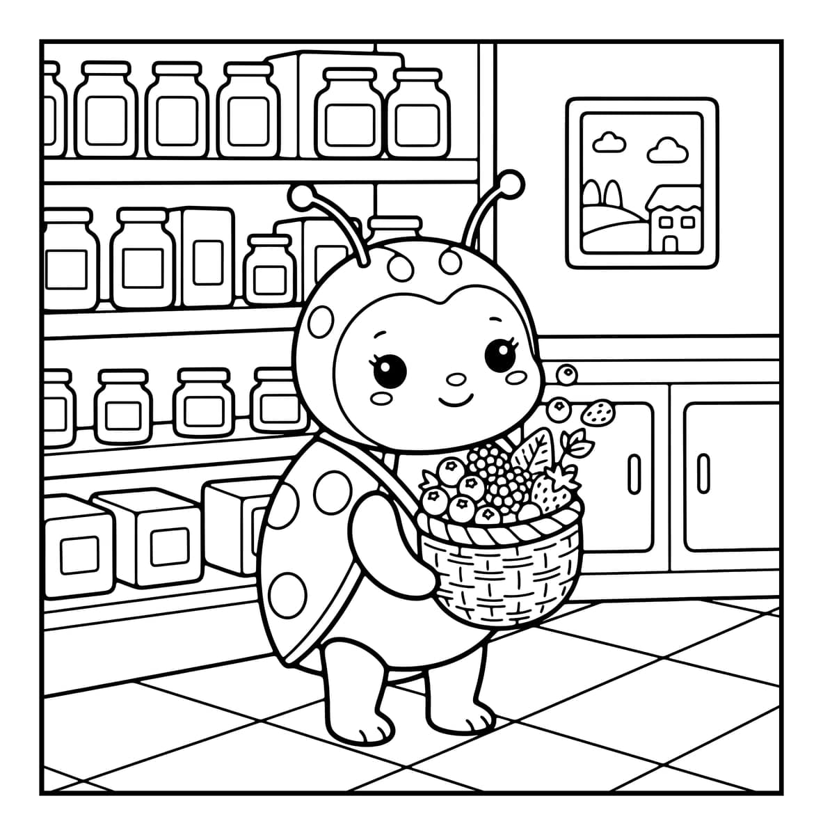 Little World Coloring Book interior line art 9