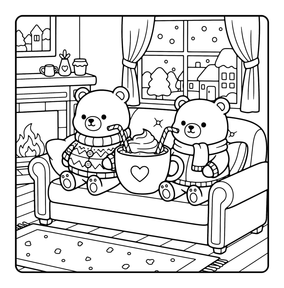 Love Day Coloring Book interior line art 2