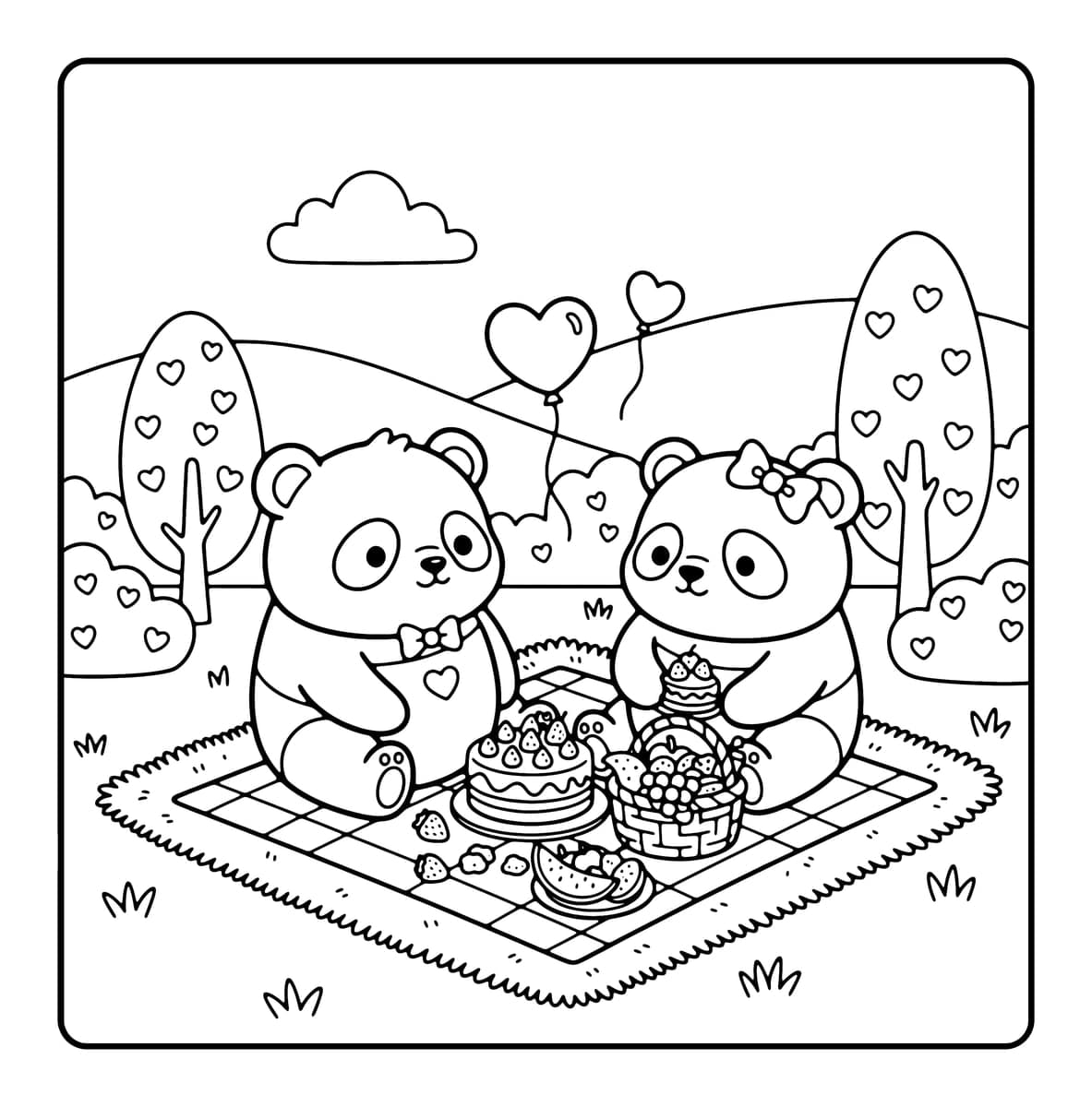 Love Day Coloring Book interior line art 4
