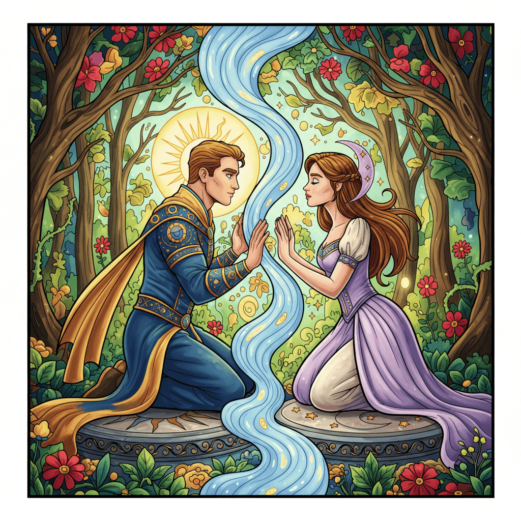 Miles Apart Love Fantasy Coloring Book colored sample 1