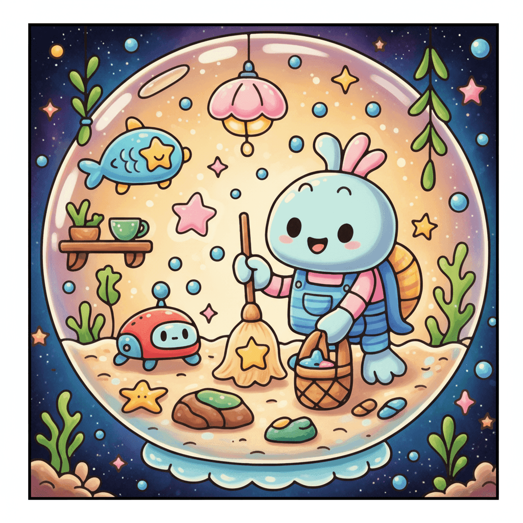 Ocean Cuties Coloring Book colored sample 1
