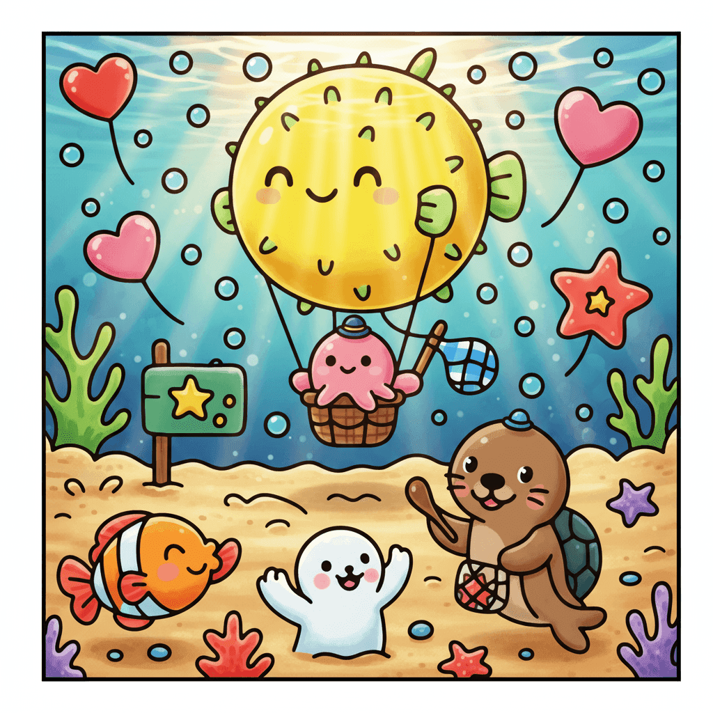 Ocean Cuties Coloring Book colored sample 6