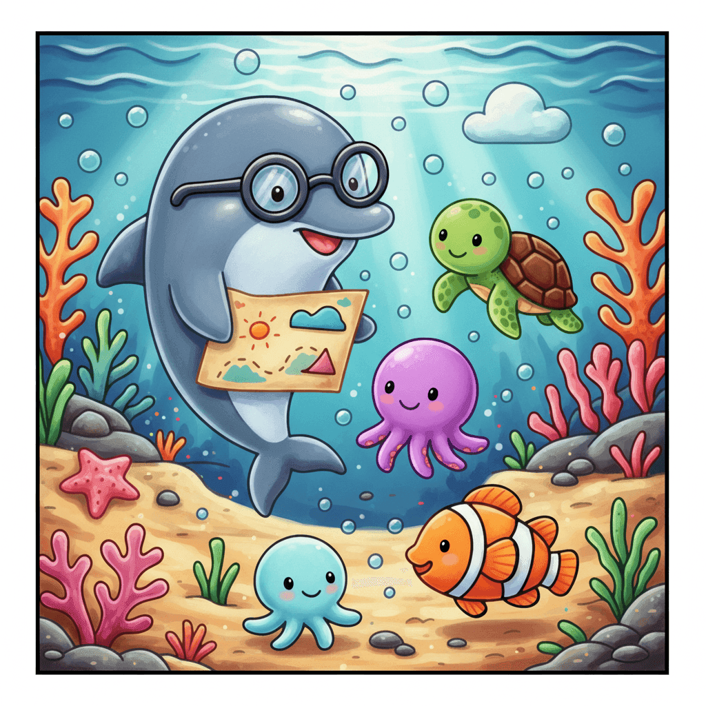 Ocean Cuties Coloring Book colored sample 7