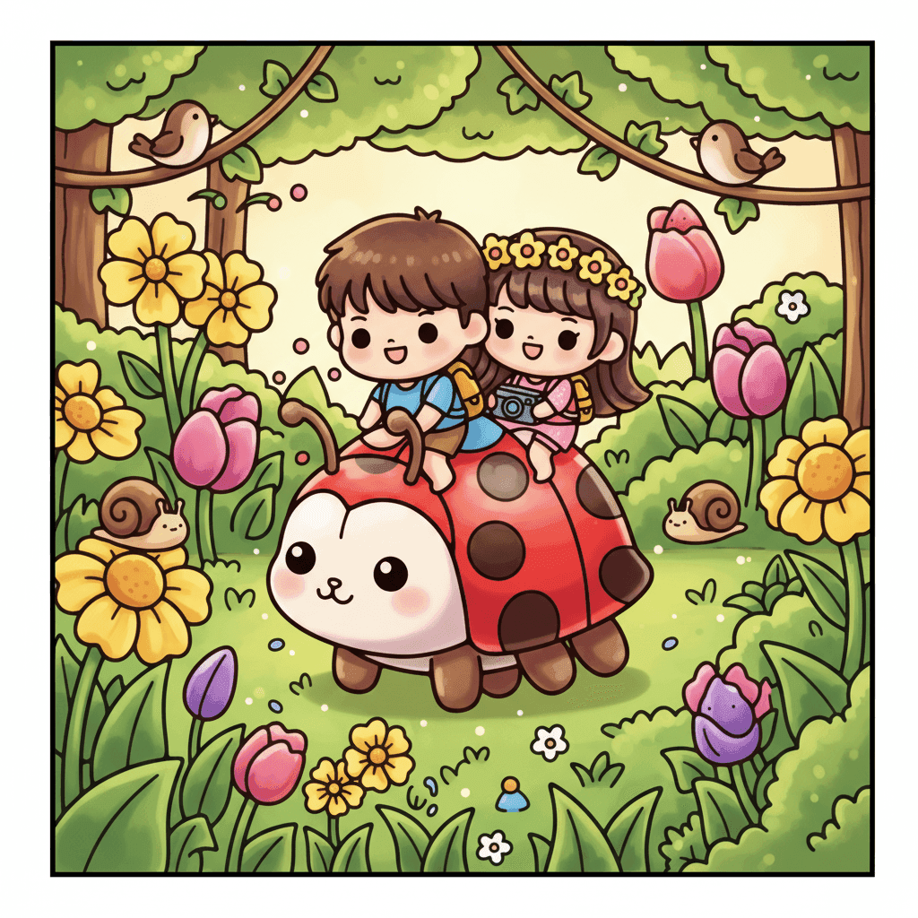 Tiny Couple Chibi Coloring Book colored sample 1