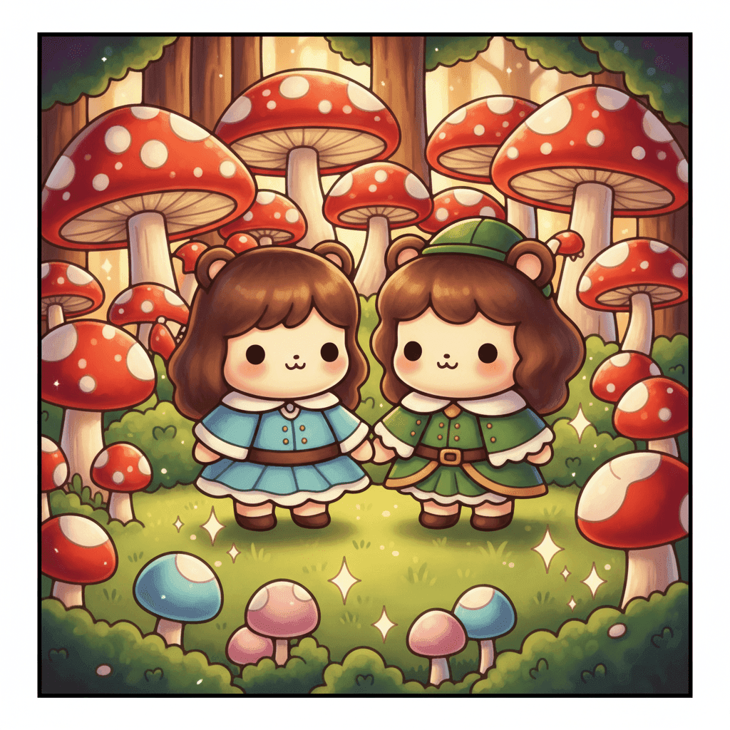 Tiny Couple Chibi Coloring Book colored sample 2