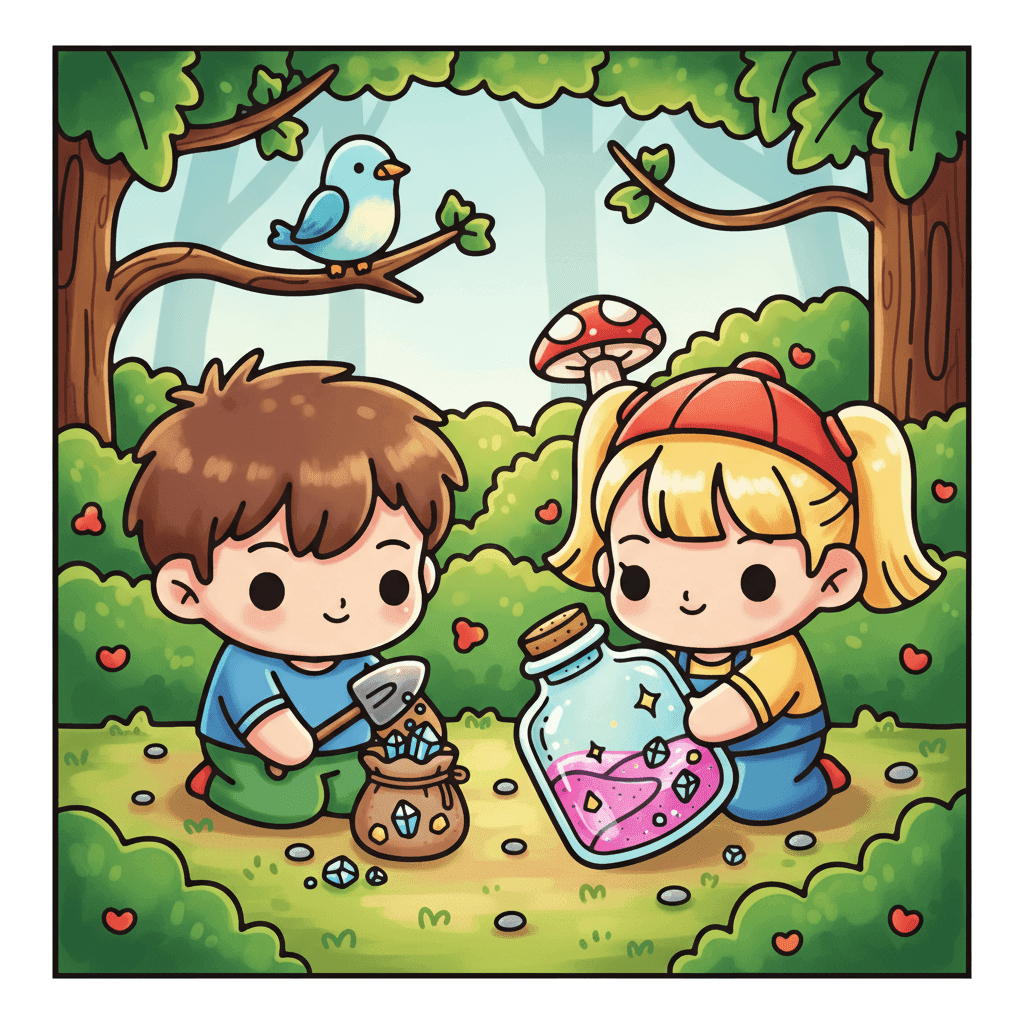 Tiny Couple Chibi Coloring Book colored sample 6