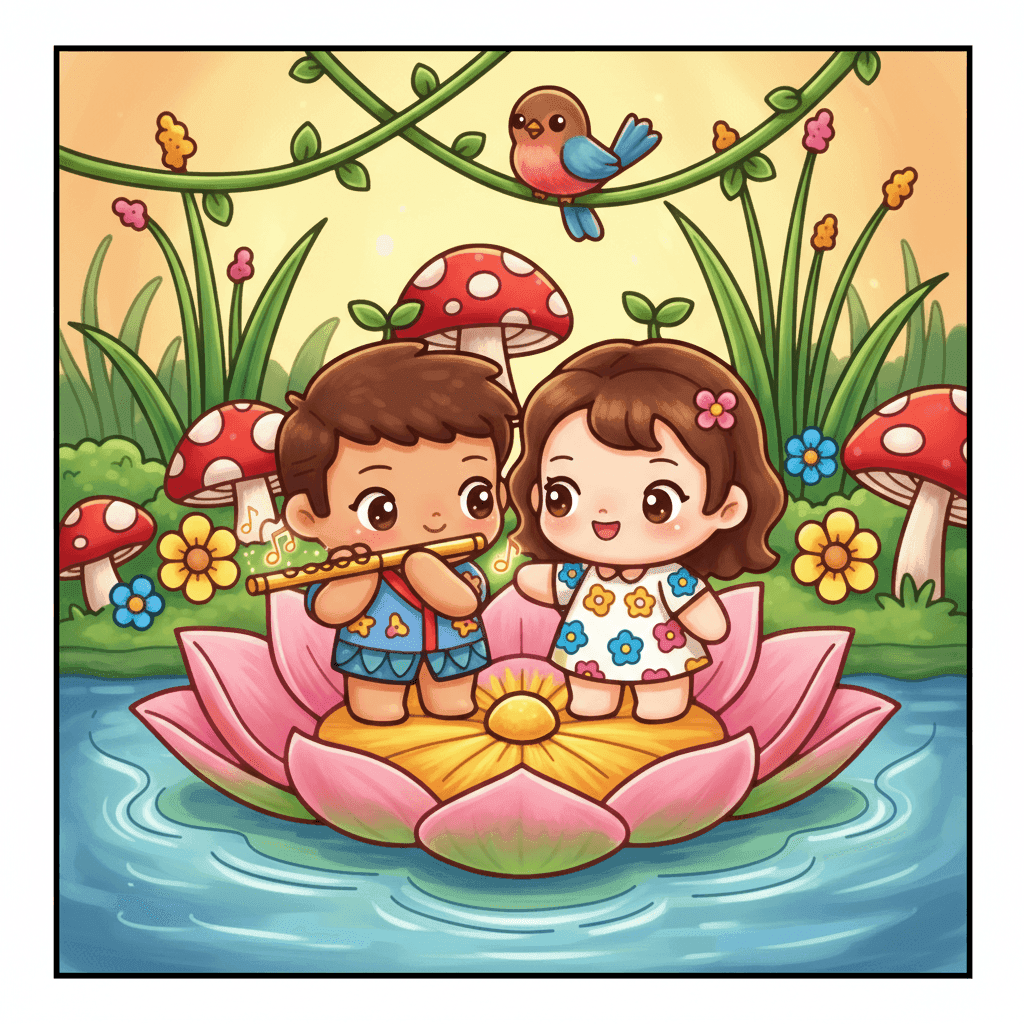 Tiny Couple Chibi Coloring Book colored sample 8