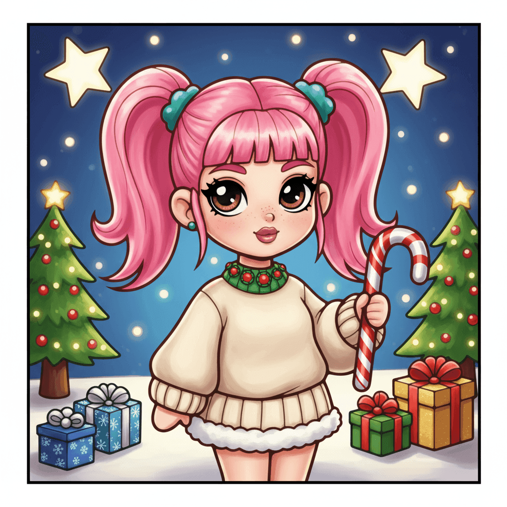 Y2K Holiday Vibes Coloring Book colored sample 1