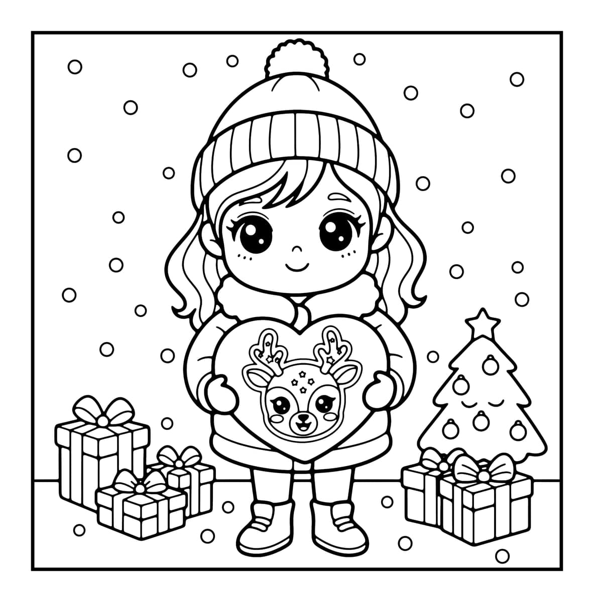 Y2K Holiday Vibes Coloring Book interior line art 3