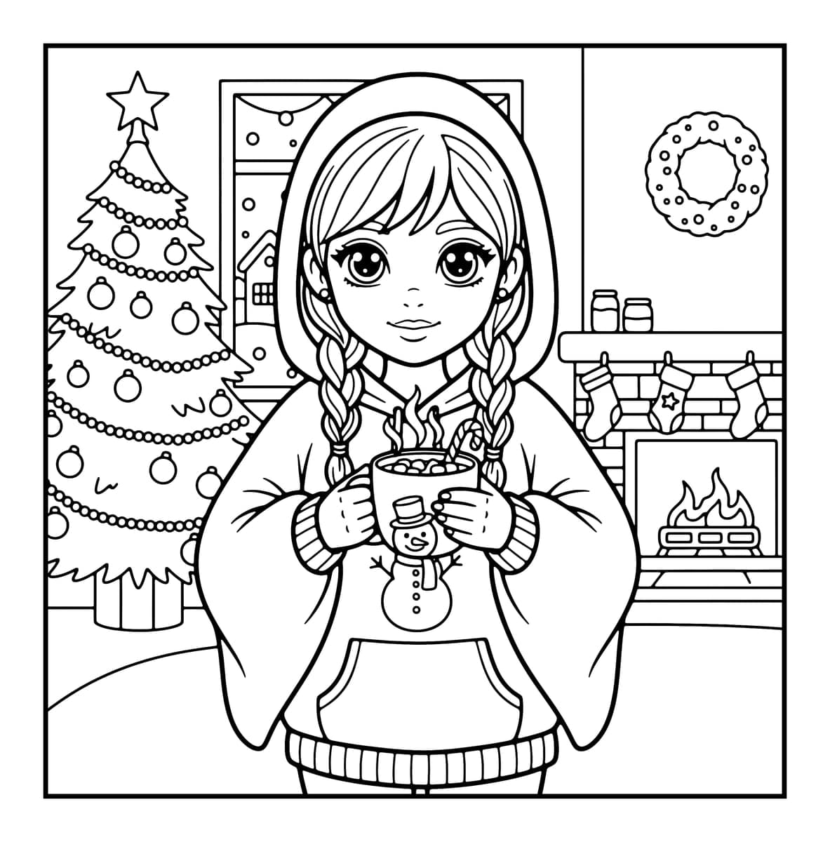Y2K Holiday Vibes Coloring Book interior line art 4