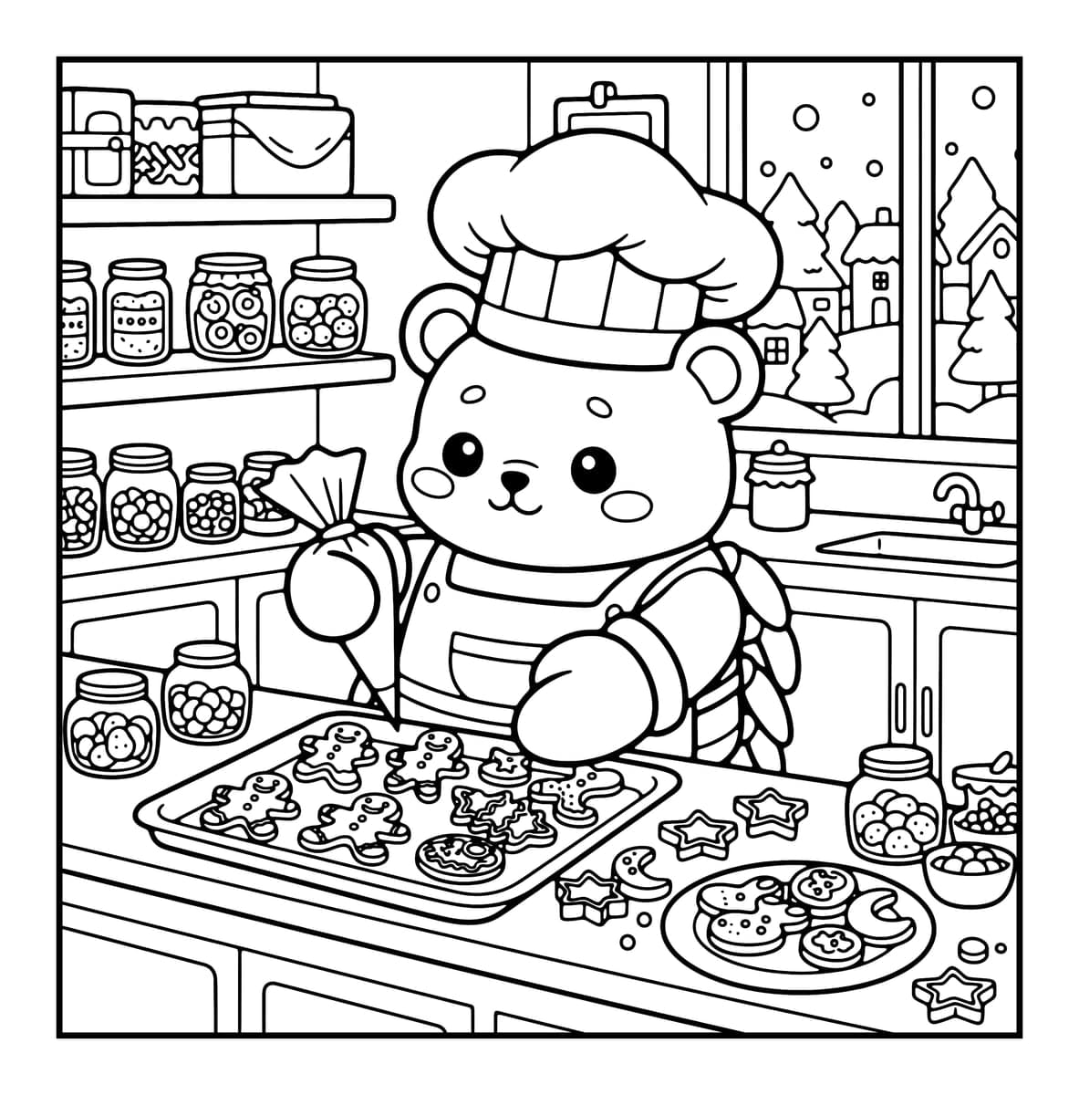 Zodiac Holiday Coloring Book interior line art 4
