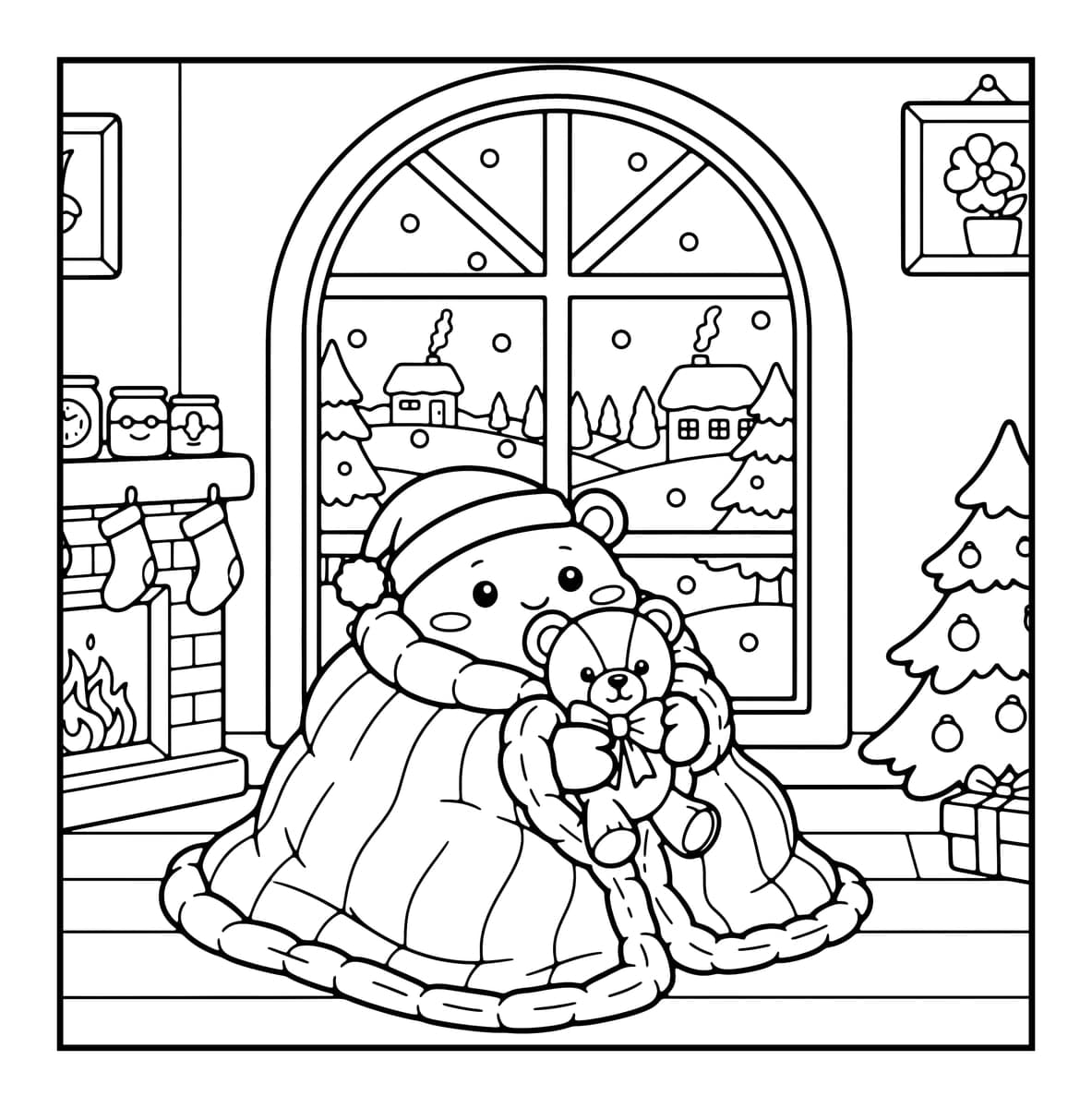 Zodiac Holiday Coloring Book interior line art 6