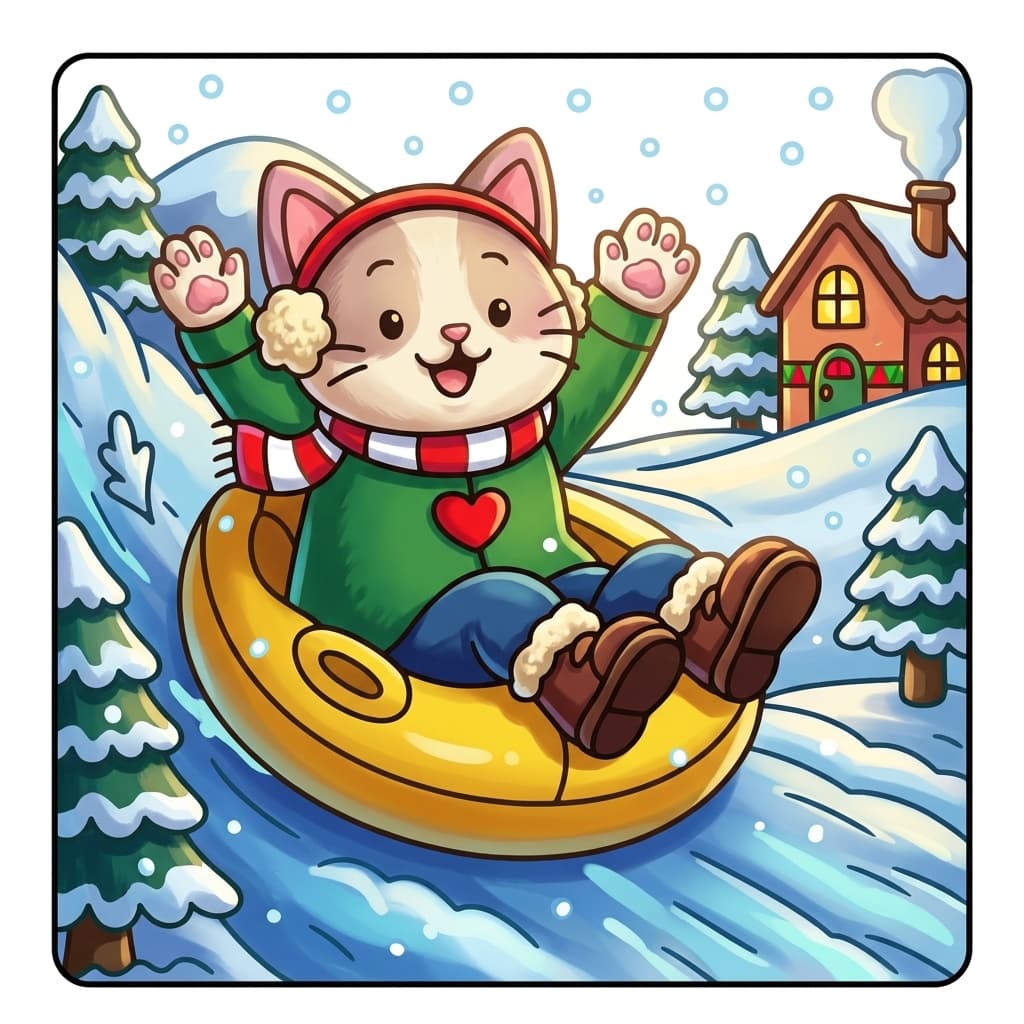 Animals Xmas Cute & Easy Coloring Book colored sample 1