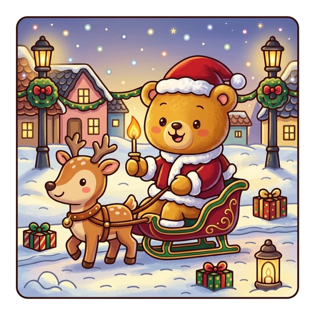 Animals Xmas Cute & Easy Coloring Book colored sample 3
