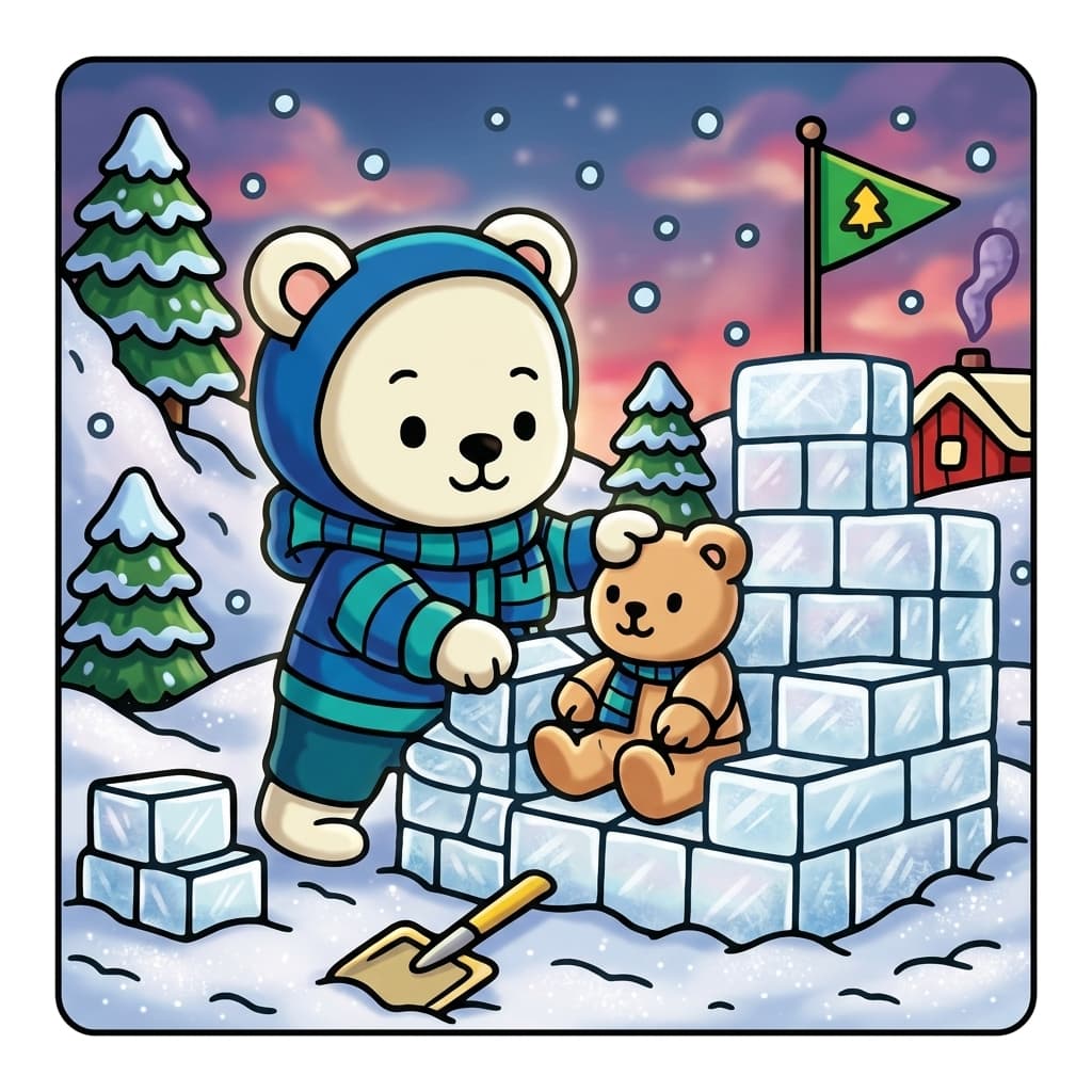 Animals Xmas Cute & Easy Coloring Book colored sample 4