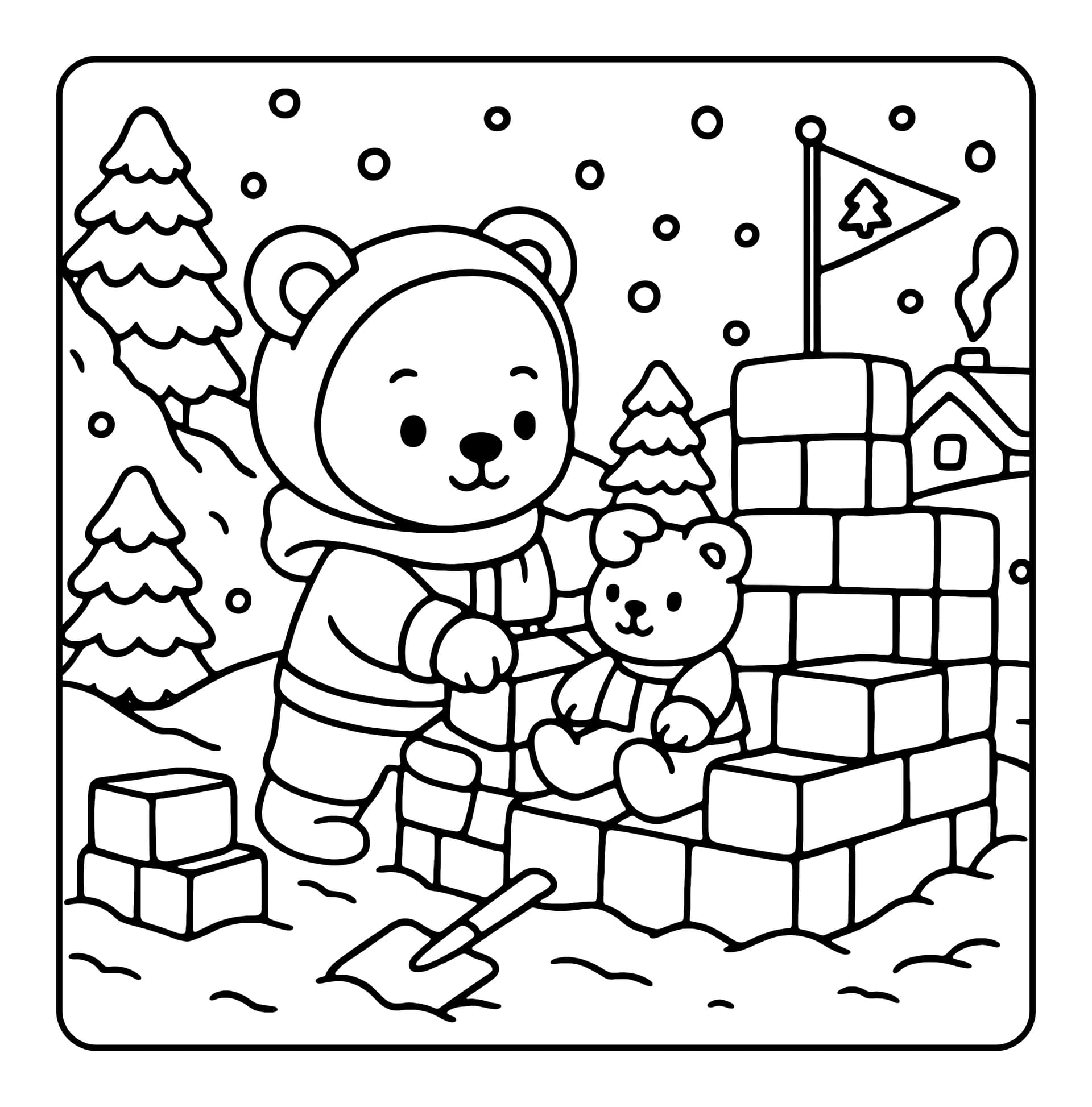 Animals Xmas Cute & Easy Coloring Book interior line art 4