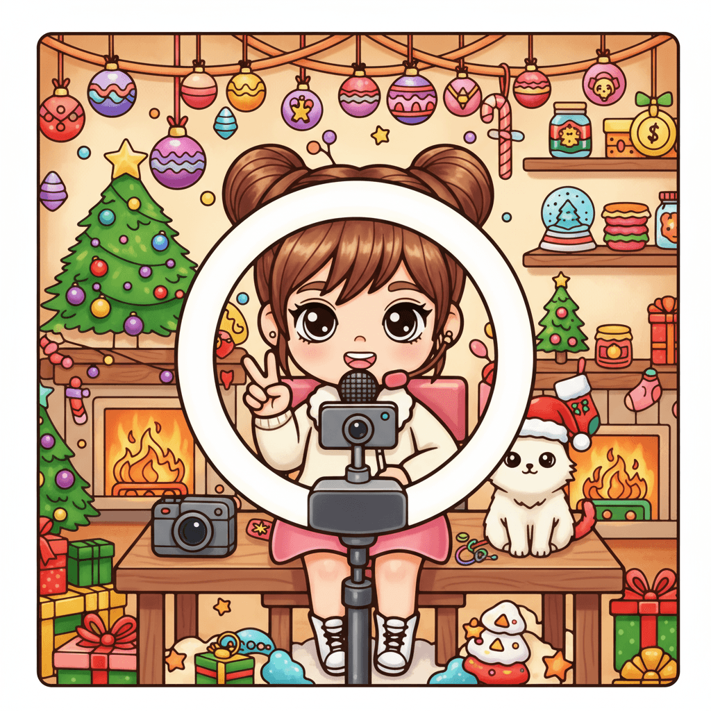 Christmas Girls Cute & Easy Coloring Book colored sample 1