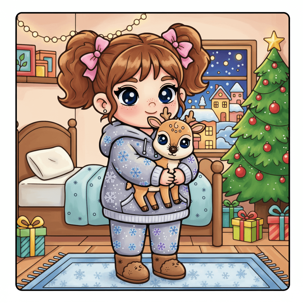 Christmas Girls Cute & Easy Coloring Book colored sample 2