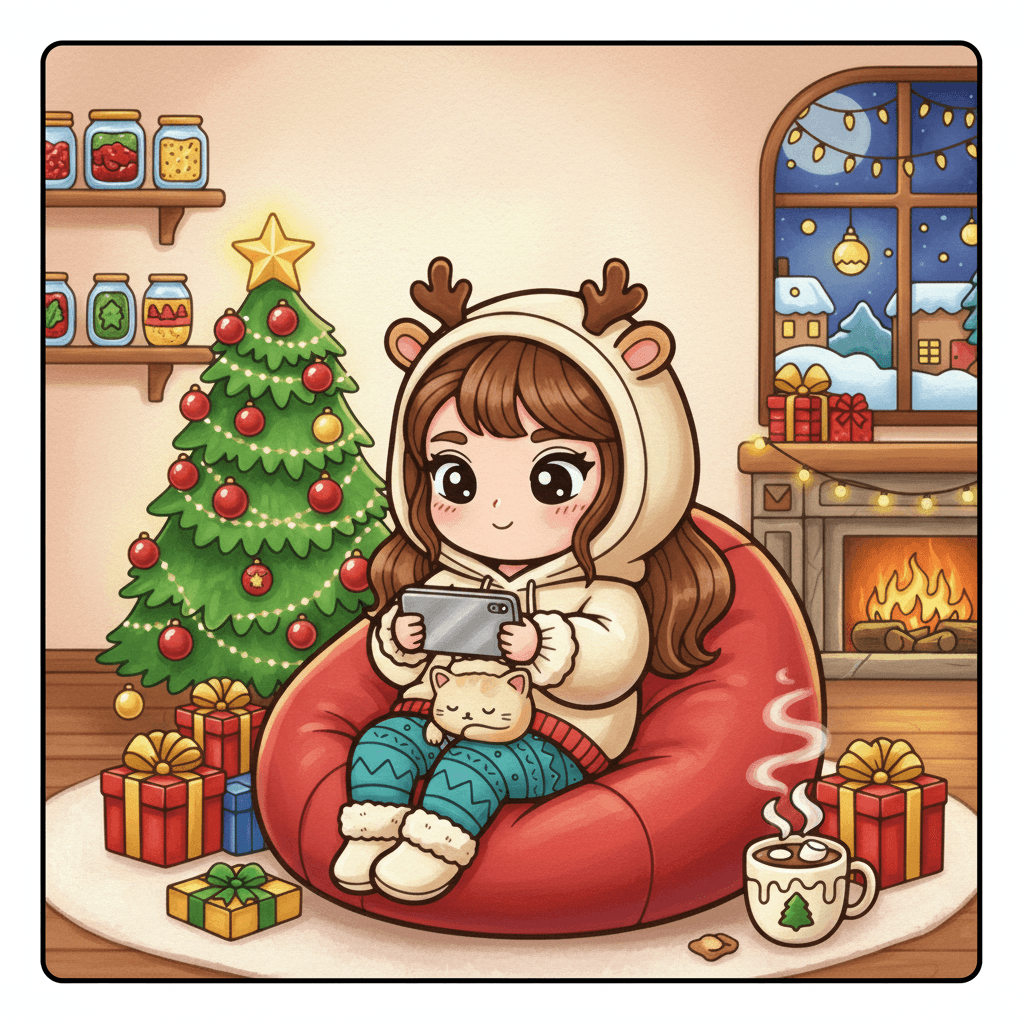 Christmas Girls Cute & Easy Coloring Book colored sample 4