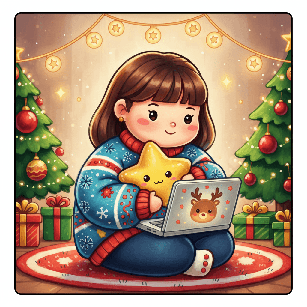 Christmas Girls Cute & Easy Coloring Book colored sample 5