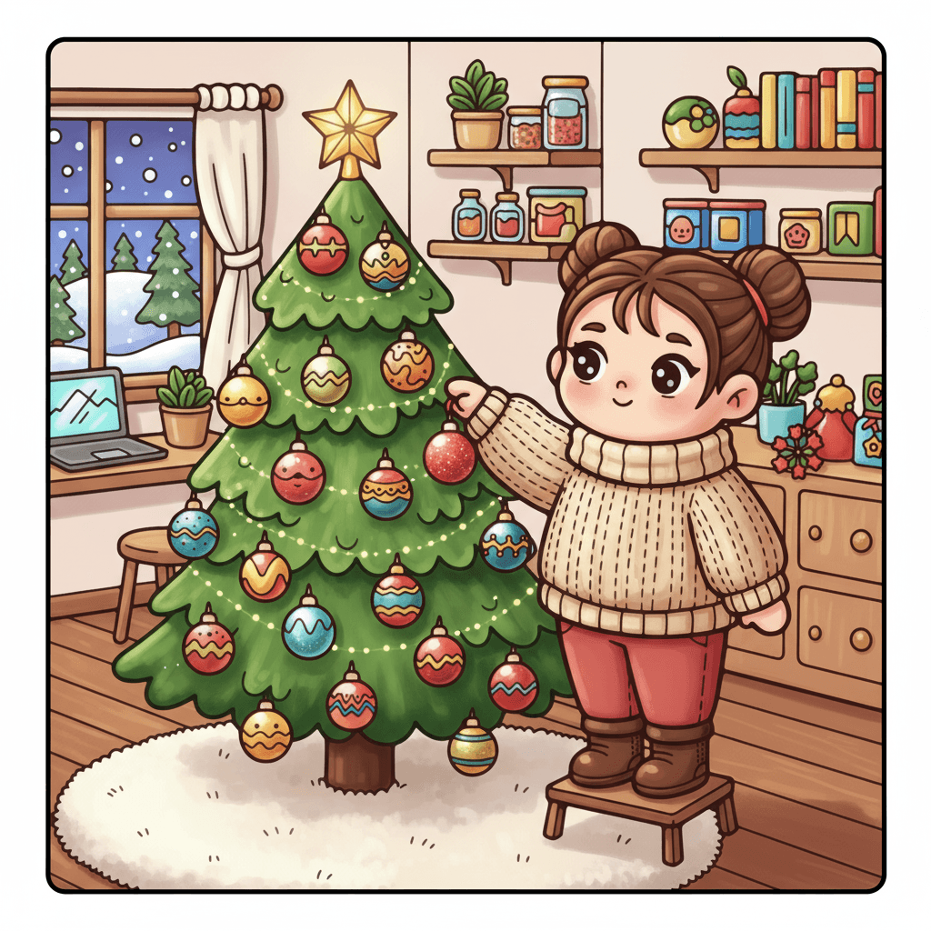 Christmas Girls Cute & Easy Coloring Book colored sample 6
