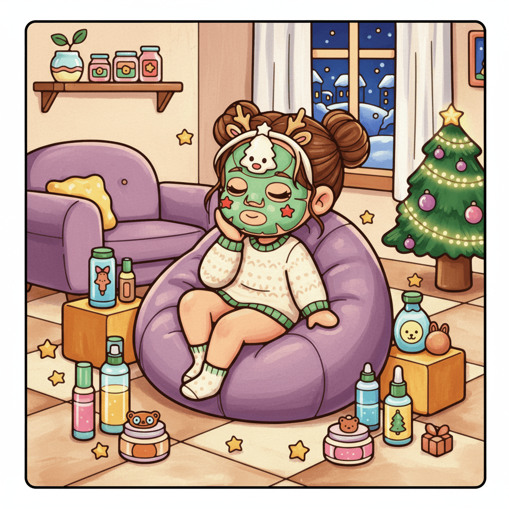 Christmas Girls Cute & Easy Coloring Book colored sample 8